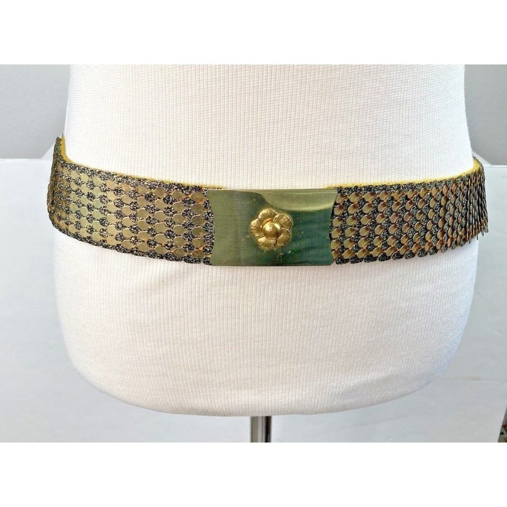 *Vintage Gold Mermaid Waist Belt Elastic Stretch Metal Flower Buckle